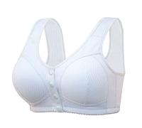 Front Closure Bras for Seniors Front Snaps Seniors Comfortable Daisy Bra Older Women Wireless Cotton Bras with Pads Yoga Bra for Workout Fitness Plus Size Clearance Light Blue