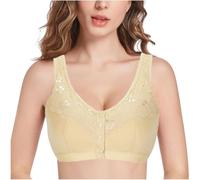 Front Closure Post Surgery Mastectomy Bras with Pockets Cotton Full Coverage Bra Women's Everyday Wireless Lingerie(Color:Skin,Size:42/95ABC)