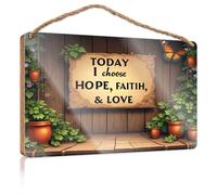 Front Decorative Wooden Sign Choosing Hope, Faith, and Love Today Wooden Sign Man Cave Decor Welcome Sign(20X30CM)