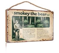 Front Decorative Wooden Sign Smokey The Bear: A Vintage Forest Fire Prevention Poster Wooded Sign Funny Bathroom Decor Decore For Room(23X35CM)