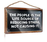 Front Decorative Wooden Sign The People Is The Life Source Of Reducing Stress. Home Decor Farmhouse Office Signs For Desk Funny(15X28CM)