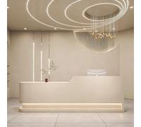Front Desk Commercial Reception Desk, Retail Counter with Hidden LED Light, No Installation, Customizable Logo for Clothing Store, Beauty Salon, Dental Clinic, Fitness Center
