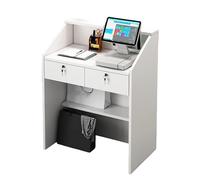 Front Desk Reception Counter,Retail Checkout Counter for Home Office and Lobby,Welcome Desk for Small Spaces, Front Counter Desk with Lockable drawe 60cm