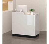 Front Desk Reception Counter Retail Counter Checkout Cashier Office Locker Table with Drawers Cable，Modern Reception Desk with Open Shelves80 cmLED Light & Lockable DrawerLobby Welcome Table