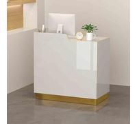 Front Desk Reception Counter Retail Counter Checkout Cashier Office Locker Table with Drawers Cable，Modern Reception Desk with Open Shelves80 cmLED Light & Lockable DrawerLobby Welcome Table