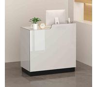 Front Desk Reception Counter Retail Counter Checkout Cashier Office Locker Table with Drawers Cable，Modern Reception Desk with Open Shelves80 cmLED Light & Lockable DrawerLobby Welcome Table