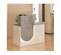 Front Desk Reception Counter Retail Counter Checkout Cashier Office Locker Table with Drawers，Modern Reception Desk with Lights Small Retail Checkout Counter Lockable Drawer Wooden Computer