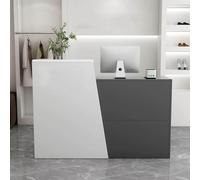 Front Desk Reception Counter Retail Counter Checkout Cashier Office Locker Table with Drawers，Modern Small Retail Checkout Counter with Drawer and Storage Cabinet, Computer Workstation for S