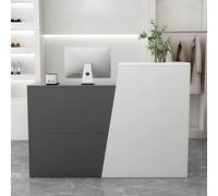 Front Desk Reception Counter Retail Counter Checkout Cashier Office Locker Table with Drawers，Modern Small Retail Checkout Counter with Drawer and Storage Cabinet, Computer Workstation for S
