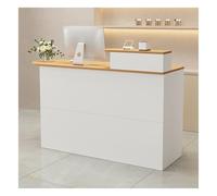 Front Desk Reception Counter Retail Counter Checkout Cashier Office Locker Table with Drawers，Modern Rounded Reception Desk Counter with Drawer Storage and Baffle Shelf,Ideal for Beauty Salo