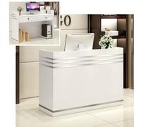 Front Desk Reception Counter Retail Counter Checkout Cashier Office Locker Table with Drawers，Modern Small Reception Desk with Lockable Drawer and Cabinet,Ideal for Office,Beauty Salon,or Re