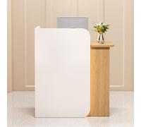 Front Desk Reception Counter Retail Counter Checkout Cashier Office Locker Table with Drawers，Modern Reception Desk with Drawers and Ambient Lighting Ideal for Home Office Salon Spas and Lob