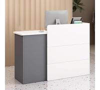Front Desk Reception Counter Retail Counter Checkout Cashier Office Locker Table with Drawers，Modern L-Shaped Cashier Reception Desk for Small Retail Checkout Counter,Wooden Computer Worksta