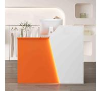 Front Desk Reception Counter Retail Counter Checkout Cashier Office Locker Table with Drawers，Modern Reception Desk with Lights Lockable Drawer and Keyboard Rest Ideal for Home Office Lobby