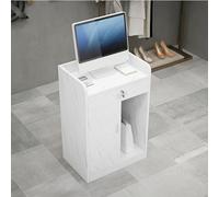Front Desk Reception Counter Retail Counter Checkout Cashier Office Locker Table with Drawers，Modern Small White Reception Desk Counter Table for Supermarket,Convenience Store,Hotel,Stylish