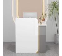 Front Desk Reception Counter Retail Counter Checkout Cashier Office Locker Table with Drawers，Modern Reception Desk with Lockable Drawer Space Saving Front Counter Desk for Salon Lobby or Ho