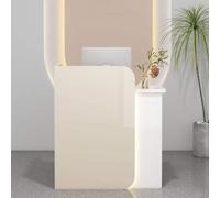 Front Desk Reception Counter Retail Counter Checkout Cashier Office Locker Table with Drawers，Modern Reception Desk with Lockable Drawer Space Saving Front Counter for Salon Lobby or Home Of