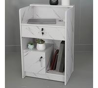 Front Desk Reception Counter Retail Counter Checkout Cashier Office Locker Table with Drawers，Modern Wooden Reception Desk with Drawers Compact and Stylish for Home Office Salon Spa and Lobb