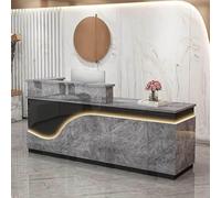 Front Desk Reception Counter Retail Counter Checkout Cashier Office Locker Table with Drawers，Reception Desk with Counter, Wooden Retail Checkout Counter Table, Modern Large Computer Worksta