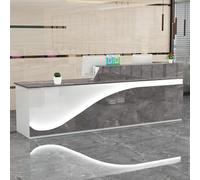 Front Desk Reception Counter Retail Counter Checkout Cashier Office Locker Table with Drawers，Reception Counter Desk, Front Counter Desk with Lockable Drawer,Modern Retail Counter for Checko