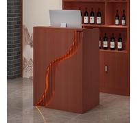 Front desk reception counter, Retail counter for checkout with storage shelf, suitable small spaces, Corner malls and similar places(Teak,8