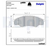 Front Disc Brake Brake Pad Set Delphi LP2060 Fits Toyota Hilux Vigo