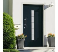 Front Door Aluminium and PVC Anthracite 100 x 210 cm, 5-Way Security Lock, Triple Insulated Glazing, Left Opening