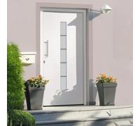 Front Door Aluminium and PVC White 110 x 210 cm with 5-Way Security Lock, Aluminium Threshold, Insulated Glazing, Mounting Kit, Left Opening, Apartment Entrance Door for Exterior Door