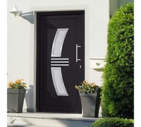 Front Door, Anthracite, 108 x 200 cm, PVC Aluminium Entrance Door, 3D Hinges, 5-Way Locking, Right Inner Opening, Complete Set