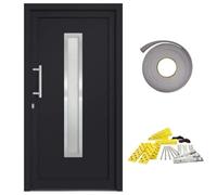 Front Door Anthracite 108 x 200 cm with PVC Frame, 5-Point Mushroom Lock, Aluminium Threshold, Insulated Glazing and Stainless Steel Handle for Entrance, Side Entrance, Front Door, Heat Protection