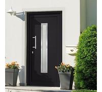 Front Door Anthracite 108 x 208 cm, PVC Frame, 70 mm, 5-Point Locking, 3D Hinges, Insulated Glazing, Left Opening, Complete Set