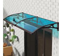 Front Door Awning, Aluminum Exterior Window Awnings, Outdoor Patio Door Porch Canopy, Awning Rain Shelter, Polycarbonate Shade Cover with Sink(Blue,100x100cm)
