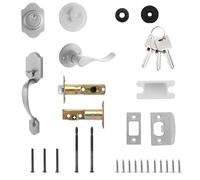 Front Door, Brushed Door Lock for Aluminum Alloy, Keys Modern with Home, Hardware Entrance for Patio, Balcony, Courtyard, Bathroom, Outside Yard, and Exteriores Security