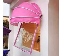 Front Door Canopy,Dome Style Window Awning,Manual Retractable Window Door Awning Canopy,Outdoor Sun Shade Shelter,Patio Rain Shelter Cover with Fittings,Customizable (Pink,Diameter:100cm)