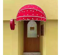 Front Door Canopy,Dome Style Window Awning,Manual Retractable Window Door Awning Canopy,Outdoor Sun Shade Shelter,Patio Rain Shelter Cover with Fittings,Customizable (Polka Dot,Diameter:120cm)