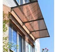 Front Door Canopy Soundproof Rain Shelter Outdoor Roofing Canopy Transparent/Brown Shade Cover with Aluminium Bracket 80x270cm (31"x106") - Weatherproof Protection for Entryways