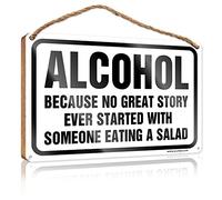 Front Door Decor Because No Great Story Ever Started With Someone Eating A Salad Wooden Sign Funny Husband Gifts Garden Gifts(23X35CM)