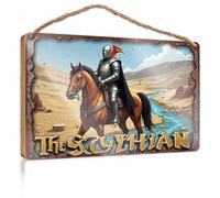 Front Door Decorations Hanging Funny Knight In Shining Armor With Eagle On Horseback Wooded Sign Bathroom Art Wall Decor Vintage Bathroom Sign(15X28CM)