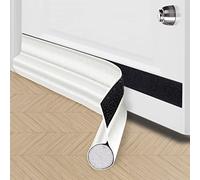 Front Door Draught Excluder, 96cm Self-Adhesive Draught Excluder for Bottom of Door, Anti-Cold Removable Door Weather Stripping with Scraper for Against Air Currents, Insects, Noise (WHITE)