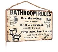Front Door Hanging Decor Bathroom Rules: Use Toilet Paper, Flush After Use. Funny Bathroom Signs Bosses Day Decorations(15X28CM)