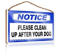 Front Door Hanging Decor Notice Please Clean Up After Your Dog Wooden Sign Coffee Bar Decor Porch Signs and Decor Outdoor(15X28CM)