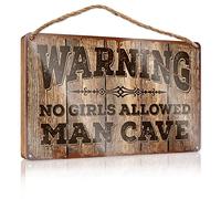Front Door Hanging Decor Warning! Man Cave No Girls Allowed Wooden Sign Outdoor Signs And Decor Fall Signs For Front Porch(15X28CM)