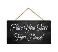 Front Door Home Signs - Place Your Shoes Here Please - Rustic Wooden Hanging Sign Farmhouse Door Decor For Home Porch Decor Entryway 5x10Inches