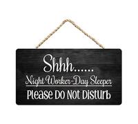 Front Door Home Signs - Shhh Day Sleeper Night Worker Shift Do Not Disturb - Rustic Wooden Hanging Sign Farmhouse Door Decor For Home Porch Decor Entryway 5x10Inches
