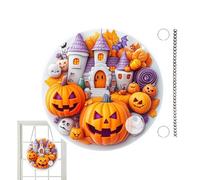 Front Door Horror Sign | Acrylic Round Sign for Halloween - Scary Scene Props Ornament Hangable for Mantel Bedroom Wall Porch Farmhouse Window Haunted House