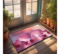 Front Door Inside Mat Two Heart-Shaped Ice Cubes On A Pink Background Doormat Bath Mats For Bathroom Non Slip Door Mat Rug(40X60CM)
