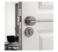 Front Door Lock Smart Door Handle Interior Exterior Knob Lever with Lock and Key Bedroom Bathroom Black for Home Magnet Aluminium Alloy Room(Gris)