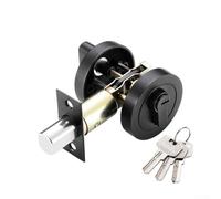 Front door lock with key designed for home, hotel, and office use, featuring a single sided anti theft lock with external key and internal rotary button for secure locking (black)