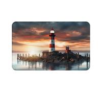 Front Door Mat All-Weather Heavy Duty Welcome Mats for Entryway Dirt Trapper Floor Mats Low Profile Doormat Seaside Lighthouse Entry Rug Absorbent Non-Slip Entrance Mat 20" x 31.5"