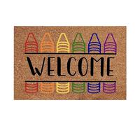 Front Door Mat Back To Classroom Doormat Teacher Appreciation Front Back Door Mats First Day Of Sign Welcome Mat For Front Door Outside Crayons Doormats F Knitted Blanket Throw Chunky (Brown, 40x60cm)
